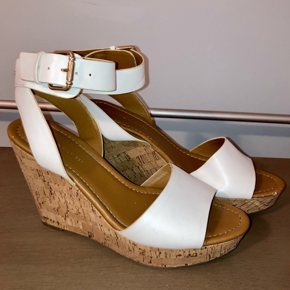 Tommy Hilfiger Maya Cork Wedge Heel Sandals sz 8